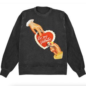 Free People Be My Valentine Dark Gray Oversized Crewneck Sweatshirt